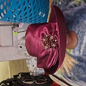 Burgundy church hat